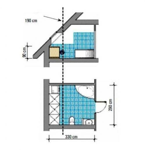 Как правильно спроектировать ванную комнату на мансарде? 06