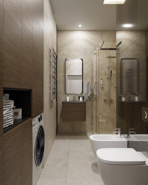 Санузел в проекте однокомнатной квартиры. 01