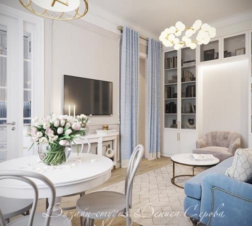 Легкая неоклассика в интерьере квартиры площадью 49 кв. 01