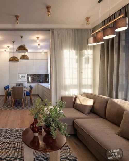 Кухня - гостиная в легком загородном стиле. 08