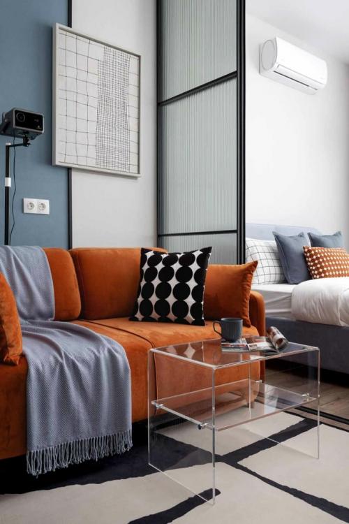 Интерьер квартиры - студии 29, 6 м 2 в ЖК AFI Tower в Москве. 09