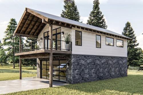 Современный дом - гараж на 2 авто от американских проектировщиков. 01