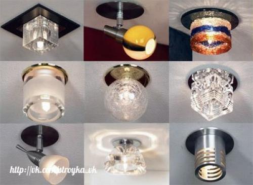 Монтаж светильников для натяжного потолка.