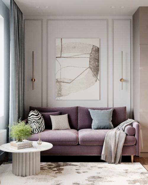 Современный, элегантный интерьер кухни - гостиной площадью 16 кв. 04