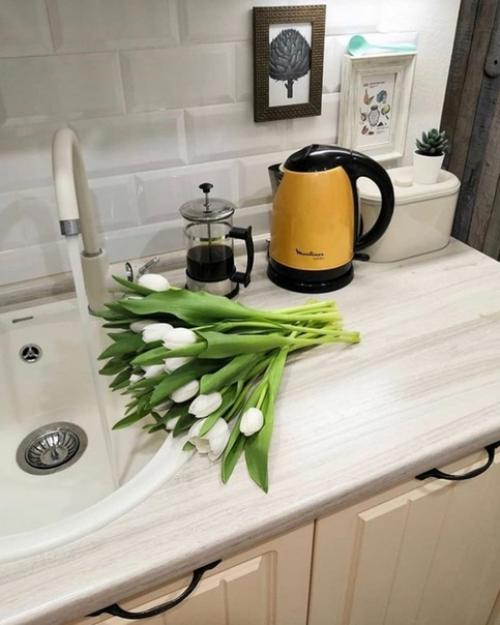 Маленькая светлая кухня 5 кв. 05