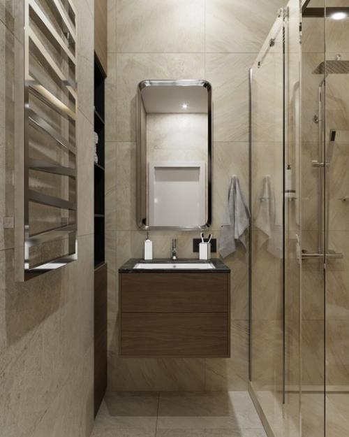 Санузел в проекте однокомнатной квартиры. 02