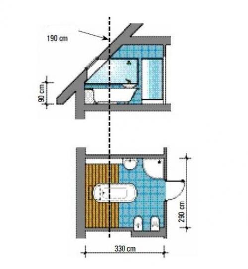 Как правильно спроектировать ванную комнату на мансарде? 05
