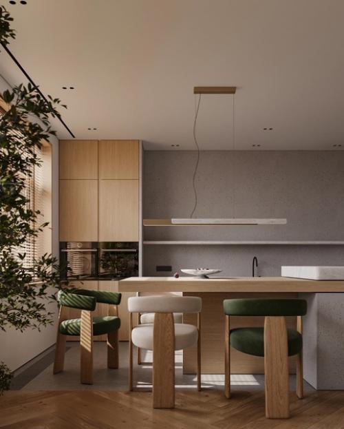 Кухни - гостиная в современном стиле. 03