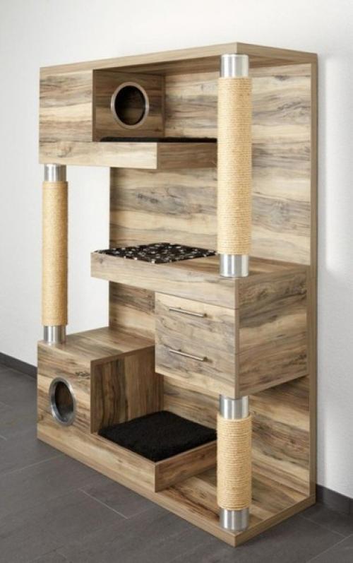 Домик для кошки может стать оригинальным украшением интерьера. 05
