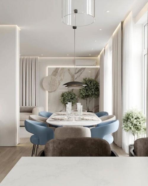 Компактная кухня с островом и столовой зоной. 05