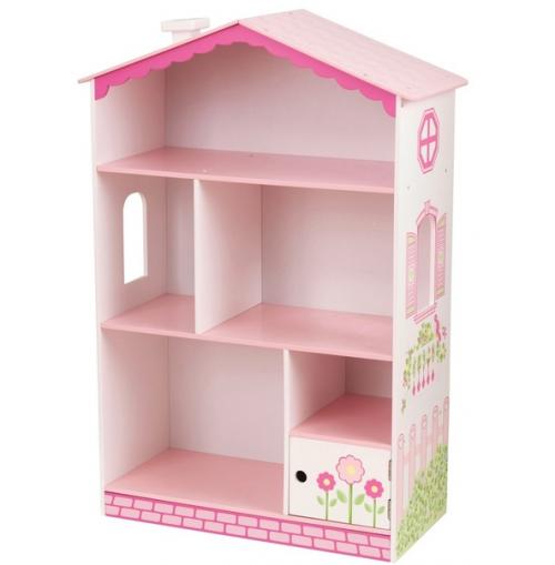 Книжный шкафчик в виде кукольного домика идеально впишется в интерьер детской комнаты. 01