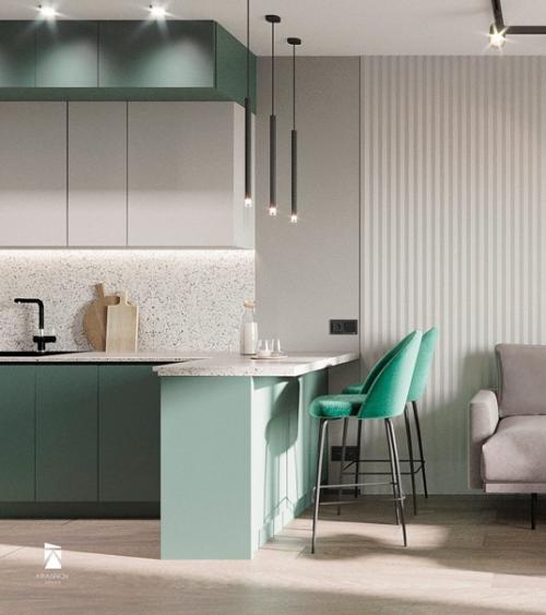 Стильный проект кухни - гостиной. 03