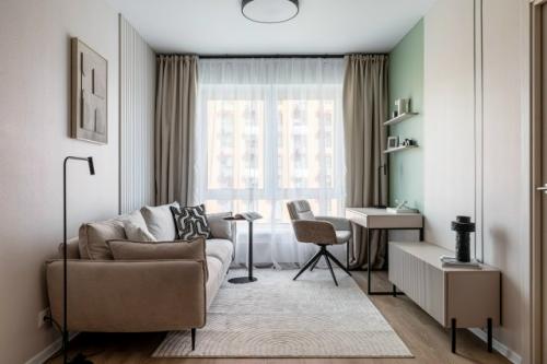 Интерьер 1-комнатной квартиры 32 м 2 в ЖК волжский парк в Москве.  