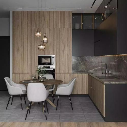 В интерьере этой кухни - гостиной площадью 16 кв. 01