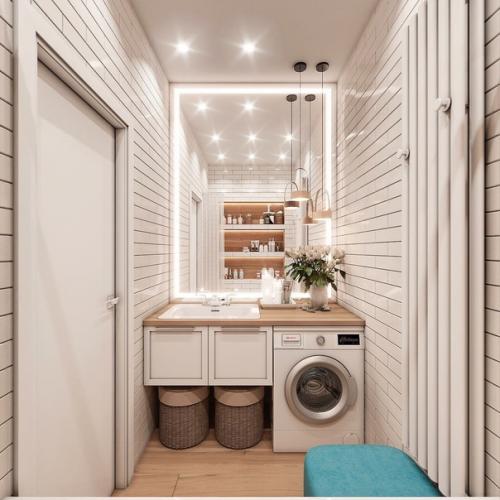 Ванная комната.  Помещение небольшое, но за счет светлой плитки выглядит очень даже просторно. 01