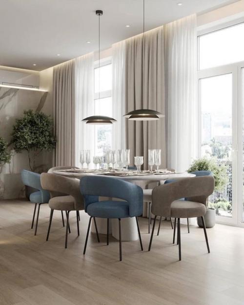 Компактная кухня с островом и столовой зоной. 04