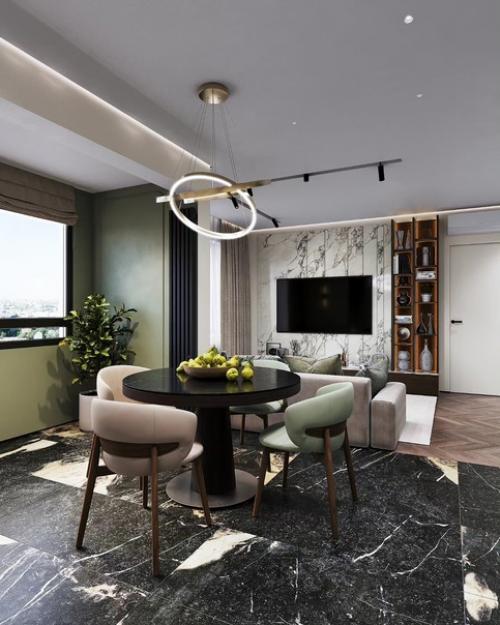 На смену роскошному изумруду, в интерьеры 2024 смело врываются новые Зеленушки: селадон, шалфей, олива. 04