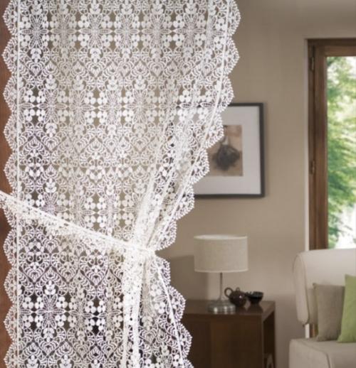 Вязаные шторы в интерьере. 03