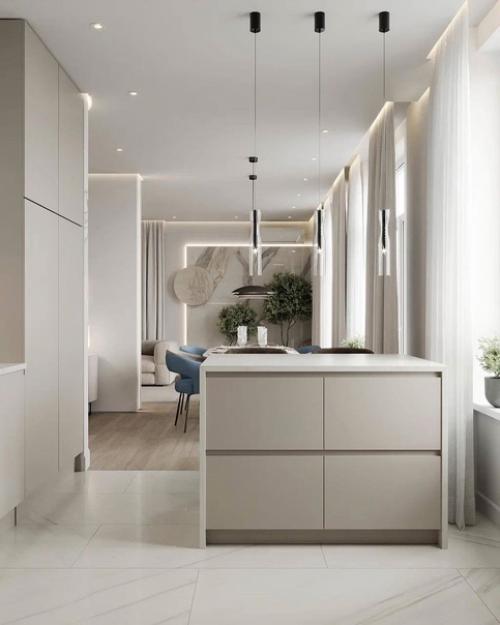 Компактная кухня с островом и столовой зоной. 03