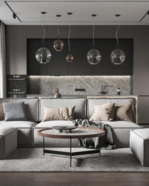 Кухня - гостиная.  Уютный минимализм. 05