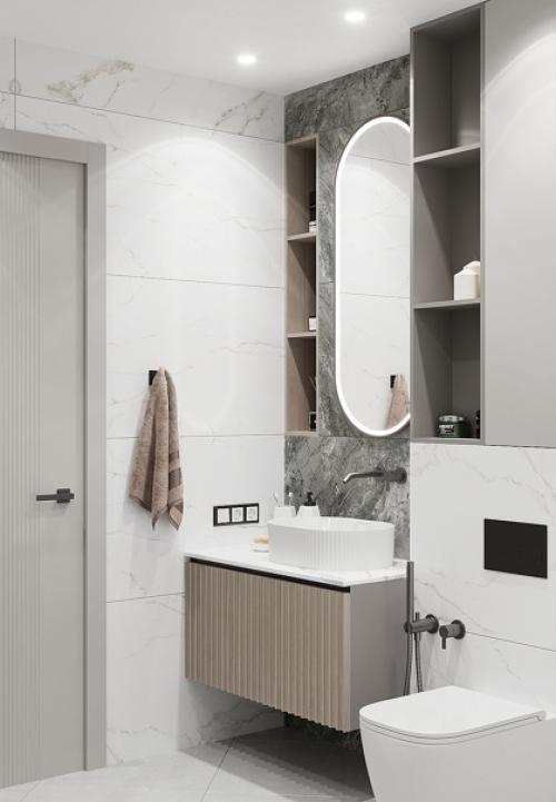 Душевая комната в 2 х комнатной квартире в жксамолет. 06