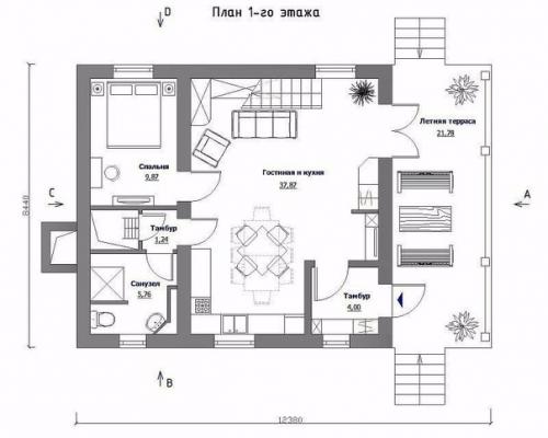 Эскиз проекта загородного дома в стиле Фахверк. 02
