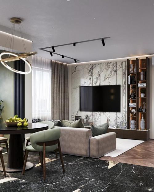 На смену роскошному изумруду, в интерьеры 2024 смело врываются новые Зеленушки: селадон, шалфей, олива. 02