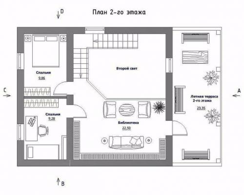 Эскиз проекта загородного дома в стиле Фахверк. 03