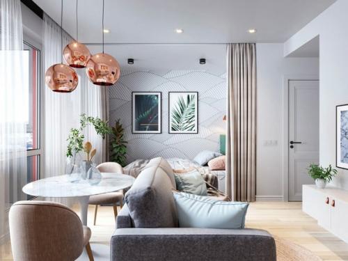 Уютный интерьер студии в пастельных оттенках. 02