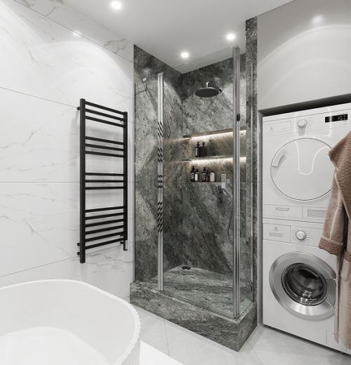 Душевая комната в 2 х комнатной квартире в жксамолет. 03