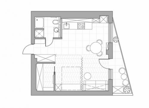 Уютная квартира - студия площадью 40 кв. 07