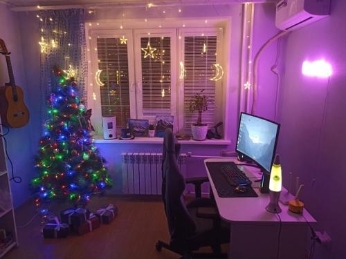 Уютная однокомнатная, в которой живут два человека, новогодняя версия. 04