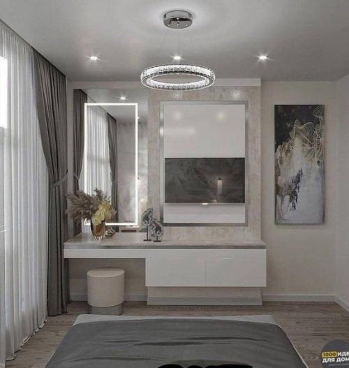 Интерьер спальни. В спокойной цветовой гамме. 03