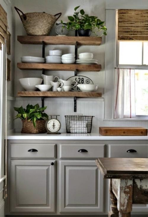 Открытые полки на кухне. 06
