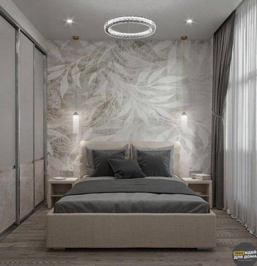 Интерьер спальни. В спокойной цветовой гамме. 01