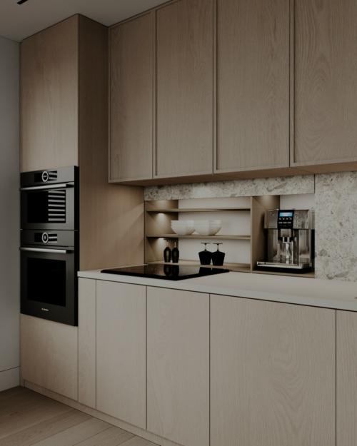 Современный проект однокомнатной квартиры 48 м 2. кухня - гостиная + спальня. 03