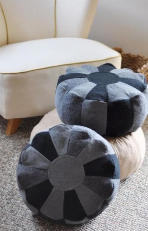 Необычные пуфики.  Настоящей тёплой ноткой в интерьере способен стать мягкий шерстяной пуфик. 02