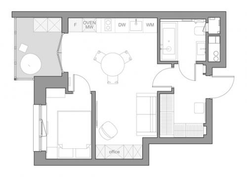 Интерьер квартиры - студии. 09