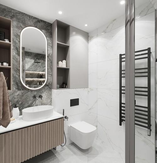 Душевая комната в 2 х комнатной квартире в жксамолет. 04