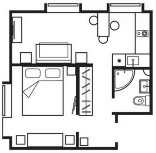 Яркая квартира с гардеробной и баром на 29 кв. 09