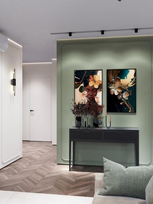 На смену роскошному изумруду, в интерьеры 2024 смело врываются новые Зеленушки: селадон, шалфей, олива. 05