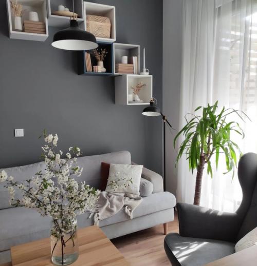 Очень уютная и вкусная серая кухня - гостиная в интерьере дома Илоны. 06