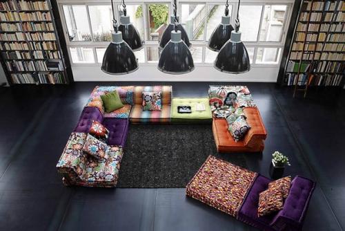 Орнамент в гостиной.   Этнические узоры, цветочный принт, полоска и клетка в современном интерьере - это как приправа. 03