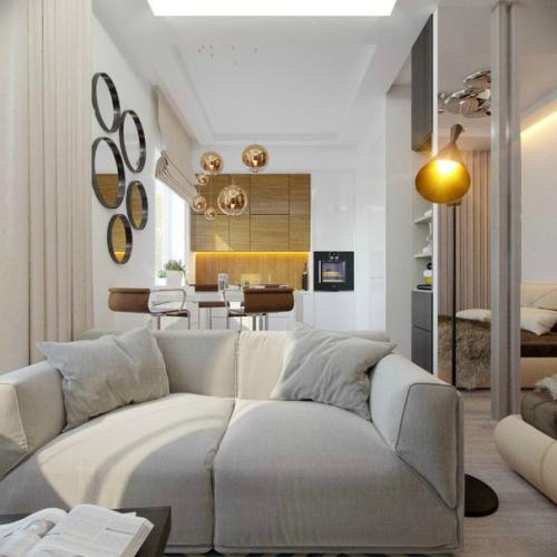 Восхитительные примеры правильного оформления кухни, совмещенной с гостиной. 02