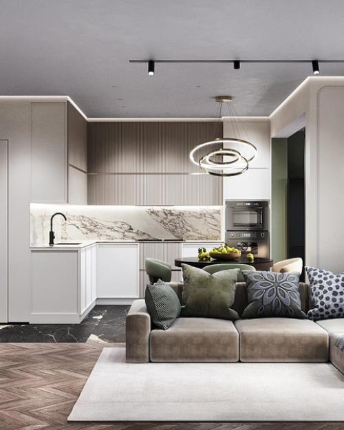 На смену роскошному изумруду, в интерьеры 2024 смело врываются новые Зеленушки: селадон, шалфей, олива. 08