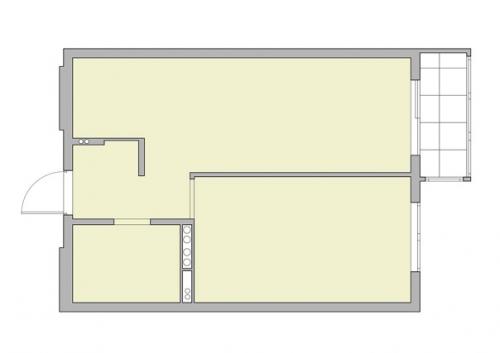 Интерьер маленькой студии 18, 7 кв. 08