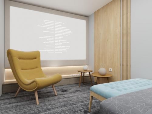 Интерьер спальни 21 м 2 в скандинавском стиле с яркими акцентами. 01