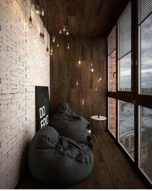 Оформление балкона в стиле Лофт. 03