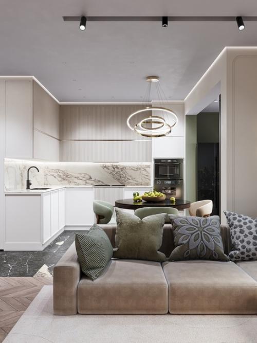 На смену роскошному изумруду, в интерьеры 2024 смело врываются новые Зеленушки: селадон, шалфей, олива. 09