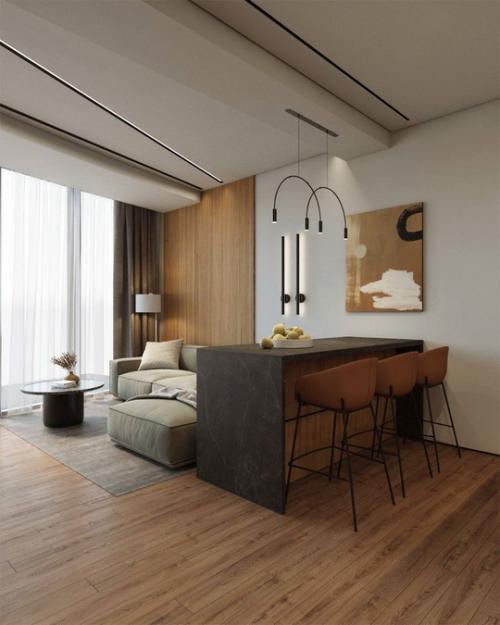 Заказчик хотел современный, технологичный и комфортный интерьер, оформленный в стиле минимализм. 02